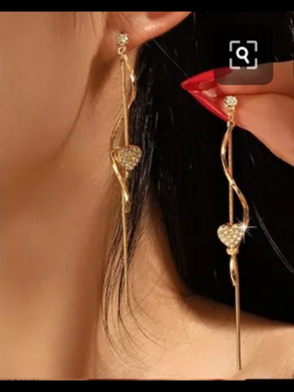 Gold Heart Drop Dangle Earrings - Elegant Women's Jewelry